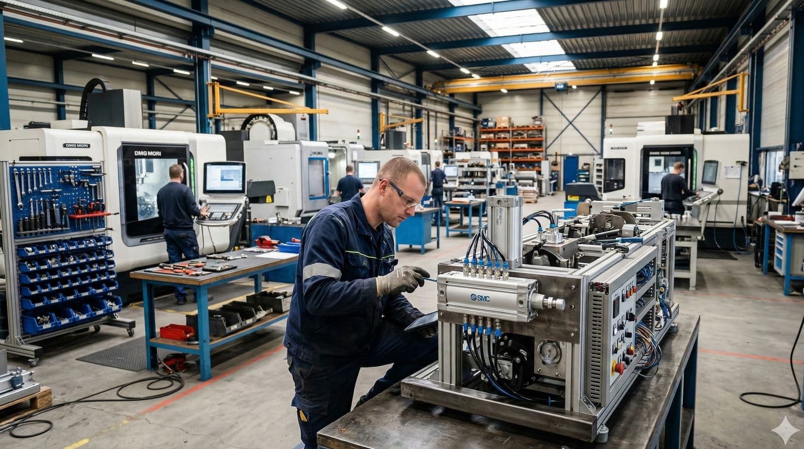 Productie in een machinefabriek